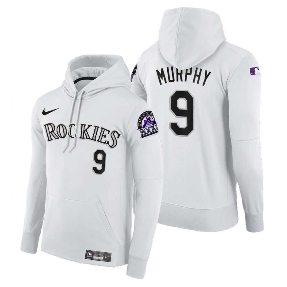 Men Colorado Rockies 9 Murphy white home hoodie 2021 MLB Nike Jerseys